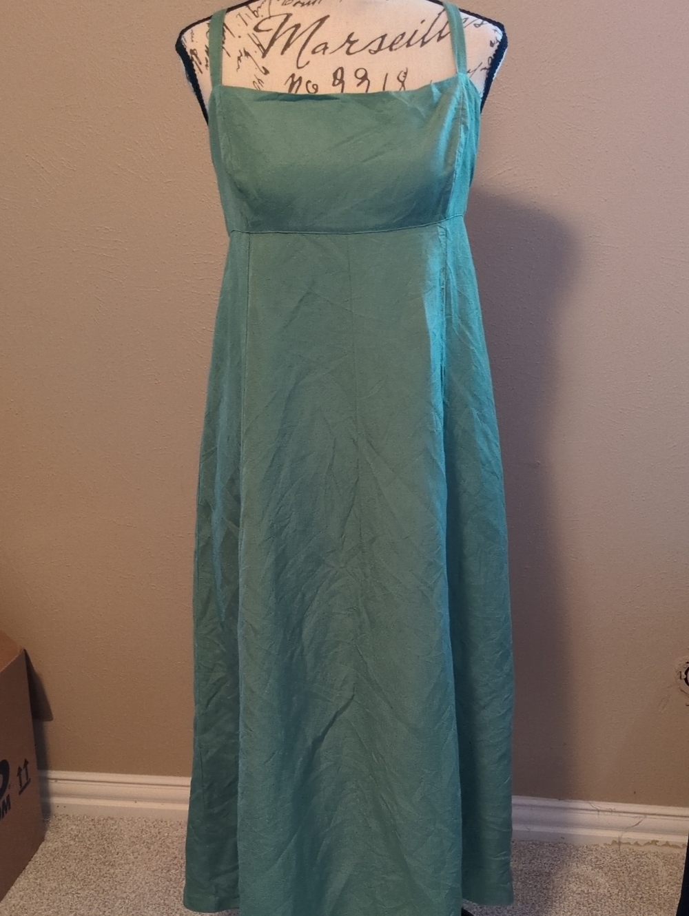 Sleeveless Teal Maxi Dress with Square Neck Women's 14